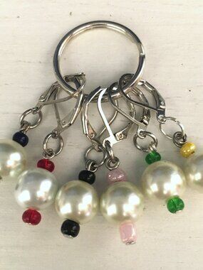 Faux Pearl Stitch Marker Set • Set of 6